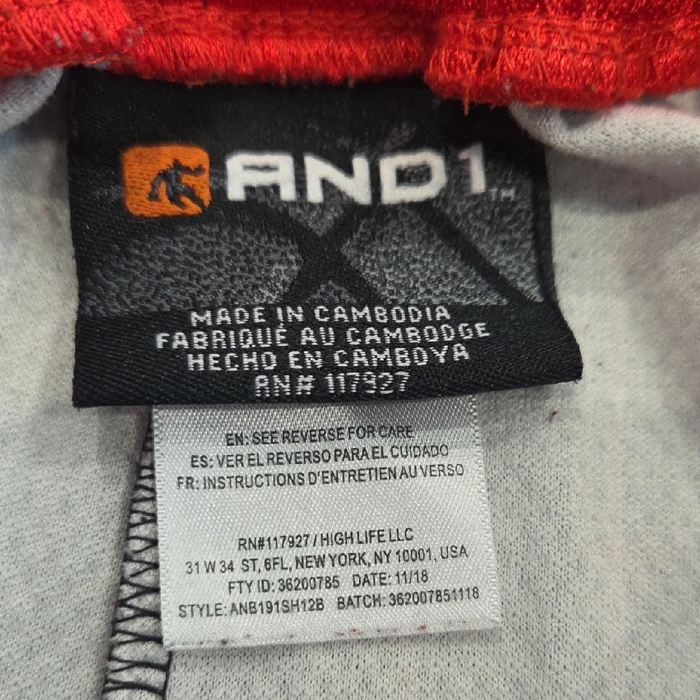 AND1 Kids Black and Red Striped Shorts - Picture 5 of 5